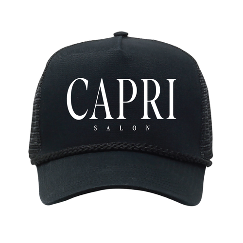 Capri Salon Black Rope Trucker Hat