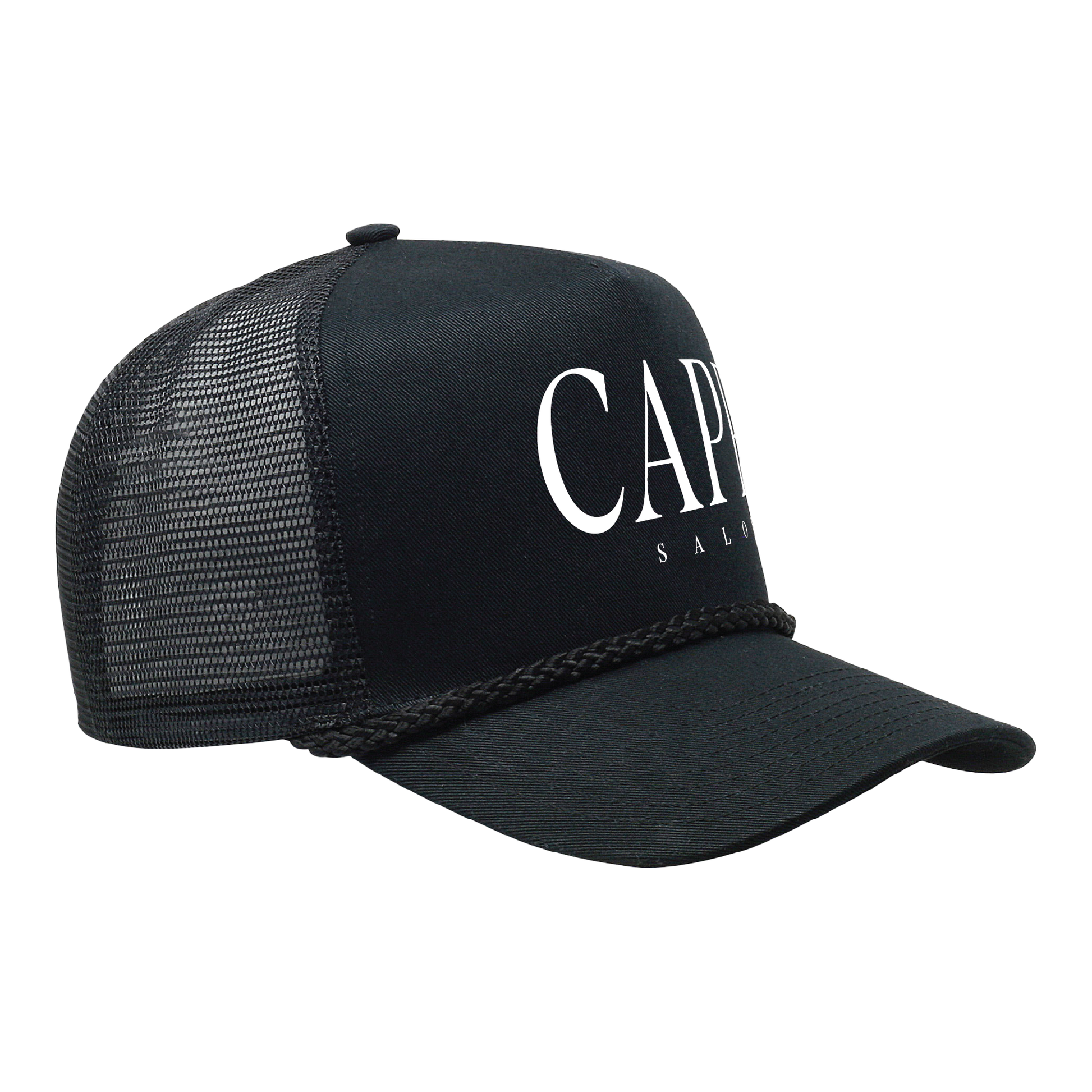 Capri Salon Black Rope Trucker Hat